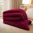 thumbnail image 3 of Plush Faux Rabbit Fur Throw Blanket – 60" × 80" Thick & Warm, Ultra Soft Fluffy Blanket for Couch, Bed, Sofa, Ideal Gift for Women (Burgundy), 3 of 7