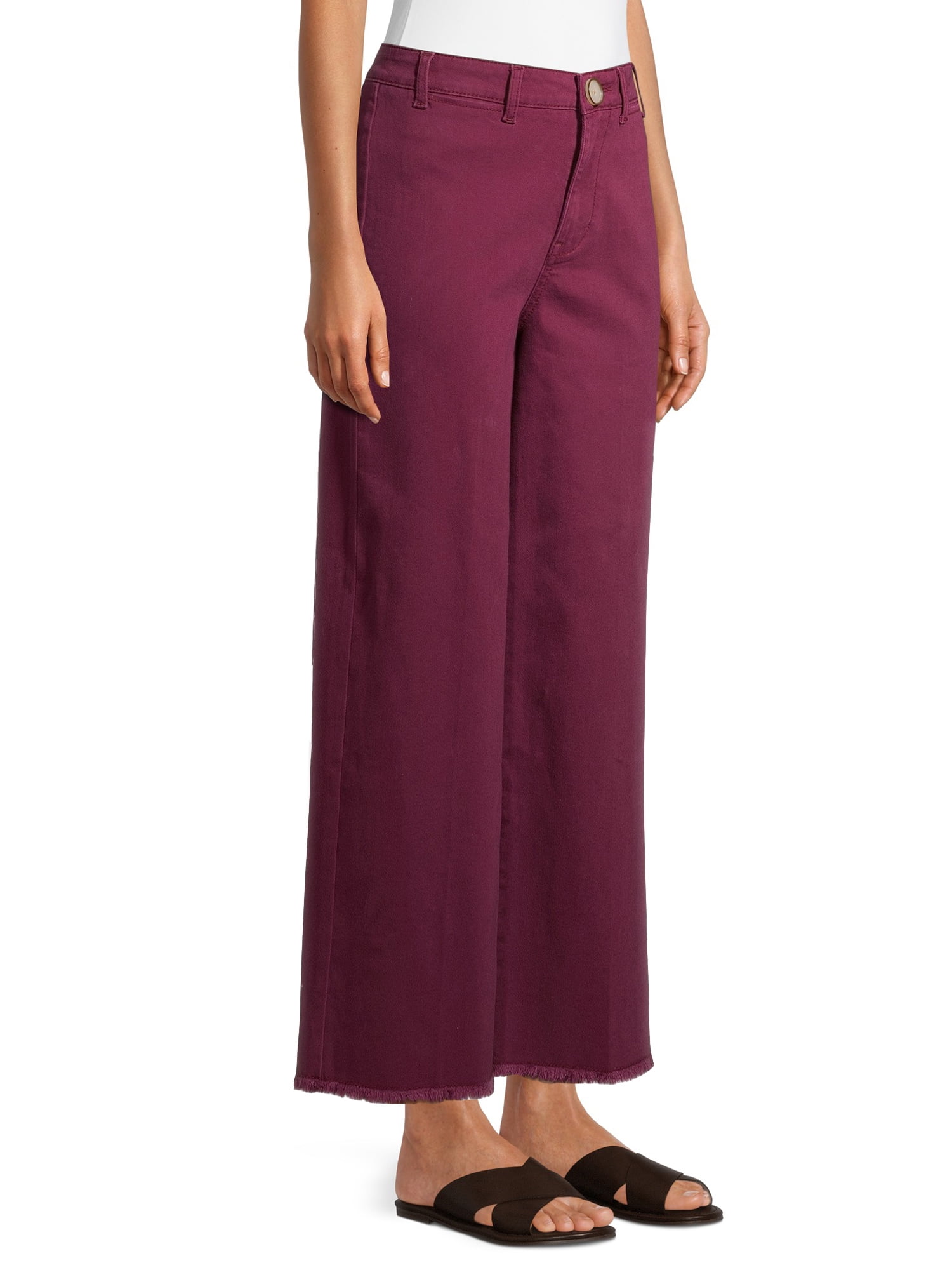 True & Co. womens Any Wear Cropped Wide Leg Pant, Crushed Berry, X-Small US  at  Women's Clothing store