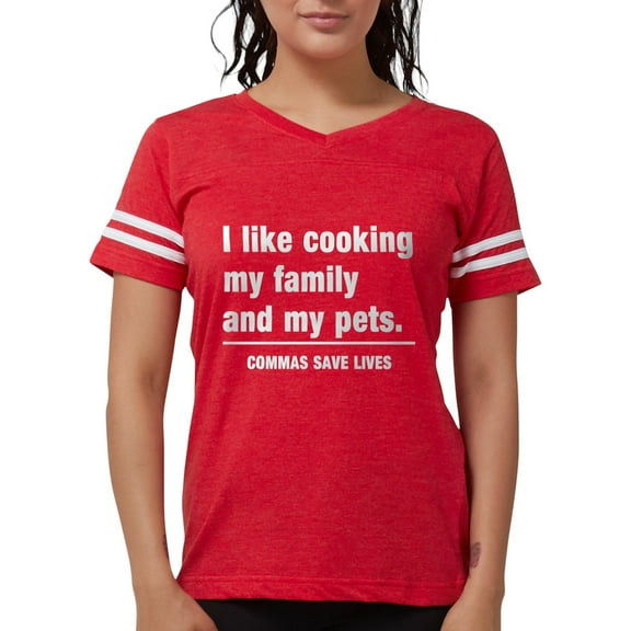 CafePress - Commas Save Lives T Shirt - Womens Football Shirt