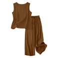 thumbnail image 4 of Soyumi Women's Two Piece Short Sets Summer Lounge Sweatsuits Vacation Sleeveless Outfits Travel Tracksuit, Brown, 4 of 6