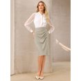 thumbnail image 2 of DARING DIVA Women's Ruched Bodycon Midi Pencil Skirt XL Beige Grey, 2 of 7