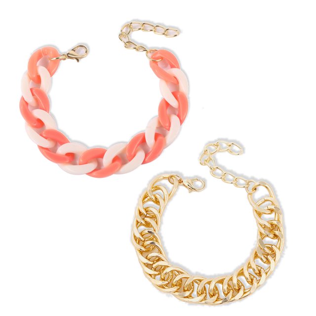 2 pulseras de cadena cubana para hombres y mujeres, pulsera de hip-hop arcoíris de moda para niñas, regalos de fiesta de vacaciones