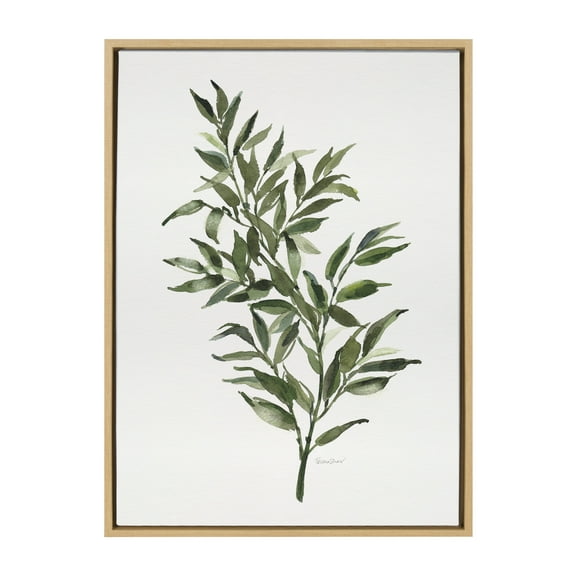 Kate and Laurel Sylvie Ruscus Framed Canvas Wall Art by Patricia Shaw, 23x33 Natural, Botanical Nature Art for Wall