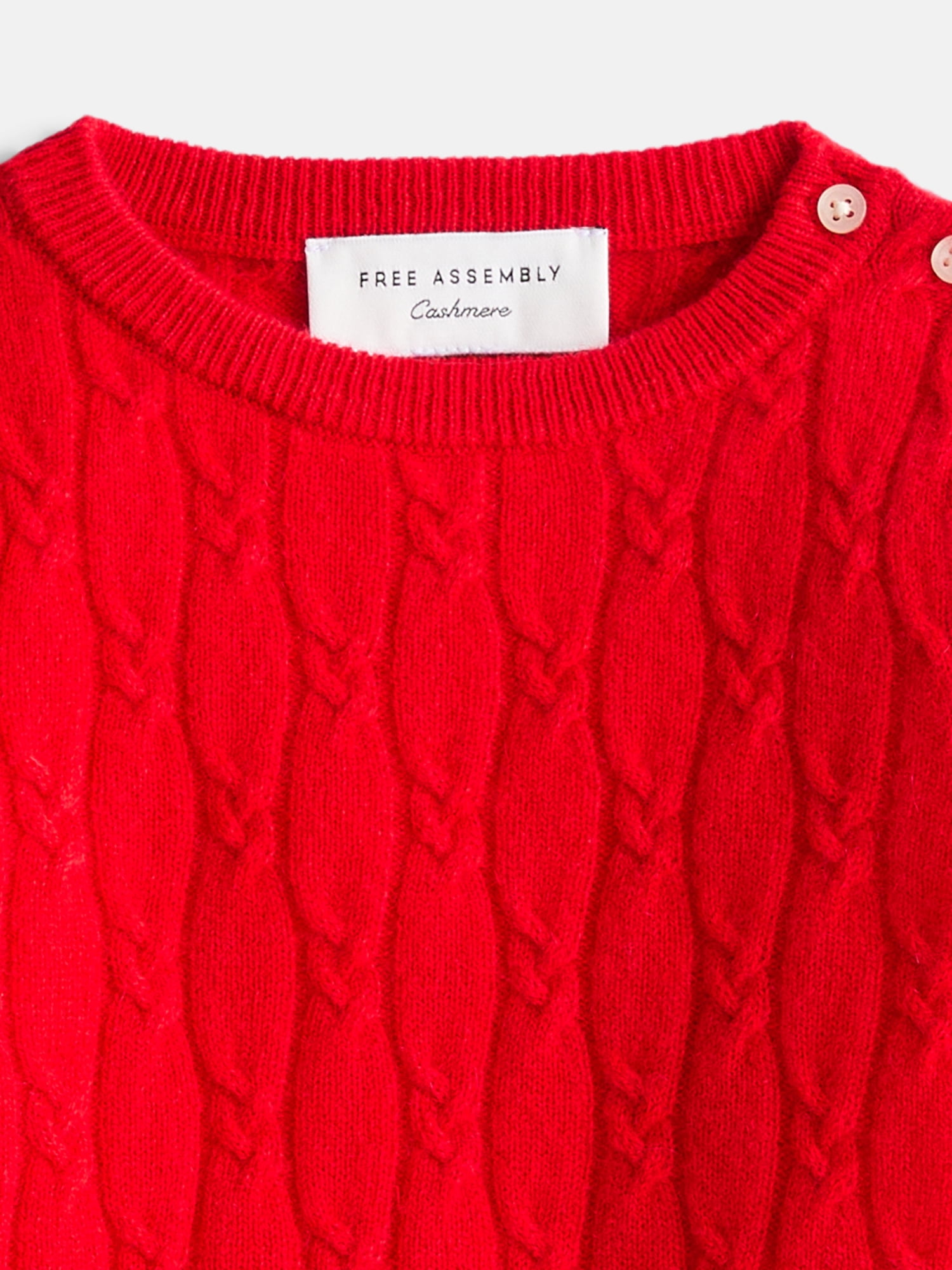 Free Assembly Baby Girls' Cashmere Cable Knit Sweater with Puff Sleeves, Sizes 6/9M-18M