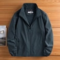 thumbnail image 4 of hoksml Men's Stand Collar Lightweight Windbreaker Full Zip Casual Jacket Elastic Cuff Zipper Pocket Outdoor Daily Coat, 4 of 5