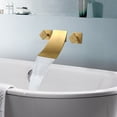 thumbnail image 6 of Wowow Double-Handle Wall-Mount Roman Tub Faucet with Waterfall Spout in Gold, 6 of 9