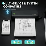 Thermal Printer, 2600mAh Battery, 300 dpi Wireless Printer Support US Letter & A4 for Travel, Inkless Portable Bluetooth & USB Printer, Compatible with IOS Android MacOs Windows