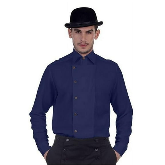 C1293 Ulysses Side-Button Shirt - Navy Large