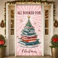 thumbnail image 3 of Christmas Tree Design Christmas Banner Pink Bow Holiday Backdrop Gold Accents String Lights Xmas Display for Christmas Party Holiday Decoration Indoor Event, 3 of 9