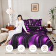 thumbnail image 3 of Castle Fairy 3D Metallic Purple Wave King Size Comforter Sets 3pcs,Shiny Layered Curved Graphic Comforters King Size,Violet Black,Black Reversible,1 Comforter and 2 Pillowcases, 3 of 6