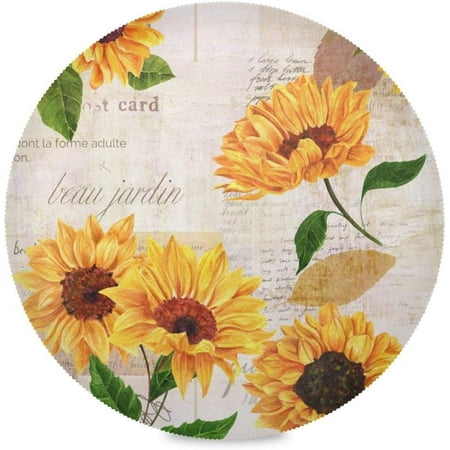 

Hidove Sunflower Round Placemats Set of 1 Non-Slip Heat Resistant Washable Table Mats for Kitchen Dining Room Party Decor