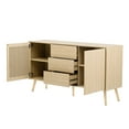 thumbnail image 4 of 58.2" Sideboard Buffet Cabinet, Storage Cabinet with 2 Doors and 3 Drawers, Modern Freestanding Sideboard with Adjustable Shelves, for Kitchen, Living Room, Hallway, Natural, 4 of 9