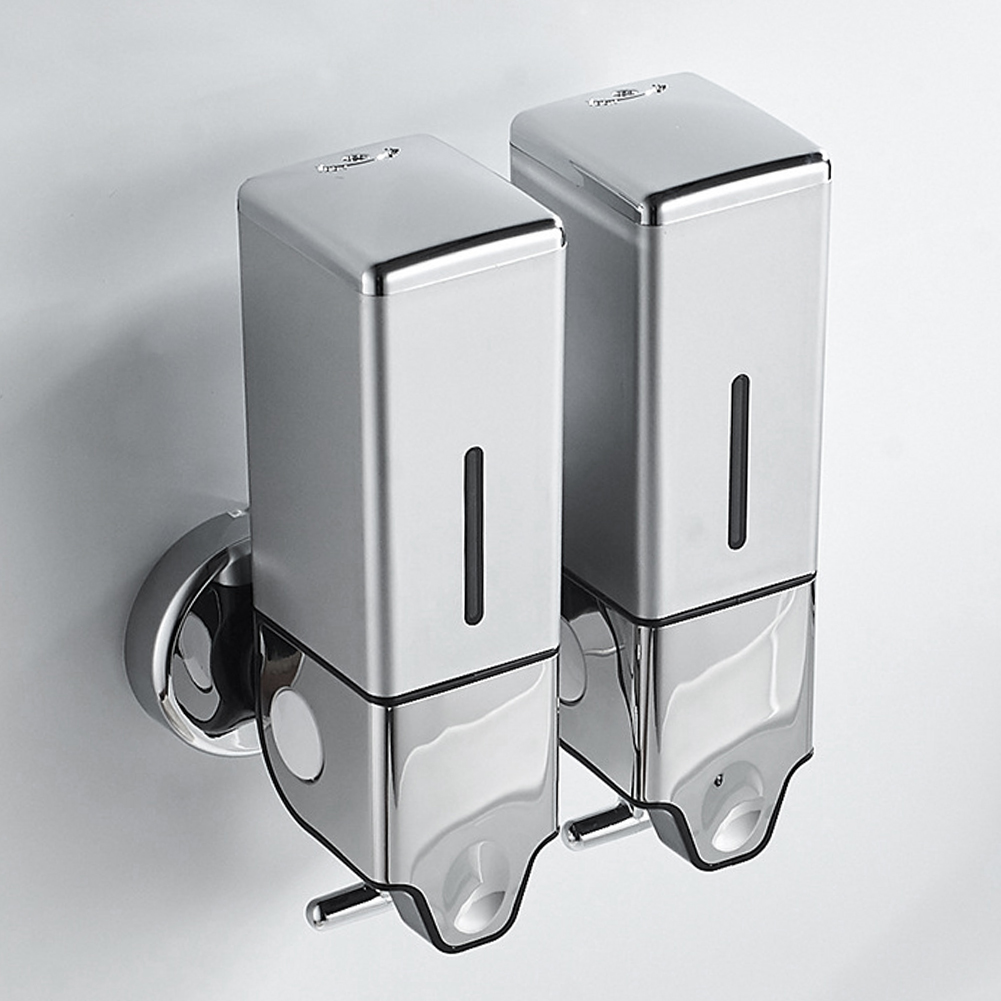 Lubelski 1000ml Dual Bottle Liquid Soap Dispenser Wall Mount Shampoo