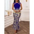 thumbnail image 4 of Royal Blue Leopard Print Sequin Mermaid Dress With Cut-Out Back, Elegant Evening Gown, 4 of 7