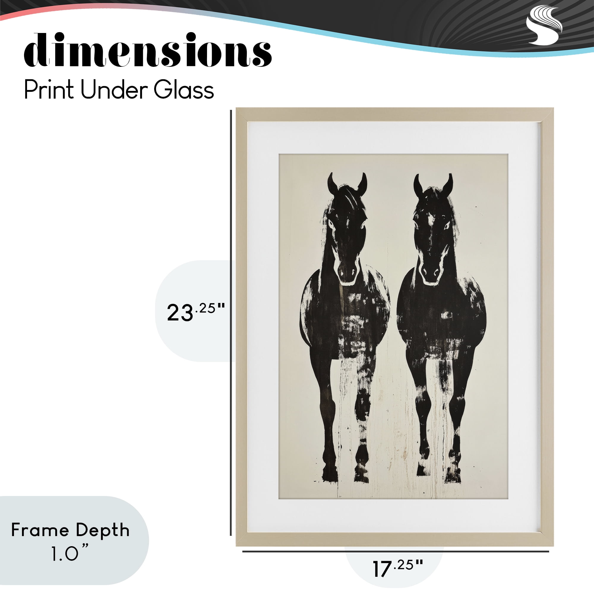 Stupell Industries Silhouetted Horse Couple Birch Framed Print Under Glass, design by Petal Prints Design