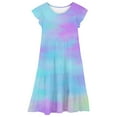 thumbnail image 5 of Gaexia Dresses for Girls 10-12 Summer Dress with Pockets Ruffle Sleeves Colour Gradient Summer Dress Knee-Length Girls Dresses Casual Dress for Children and Teenagers,150, 5 of 5