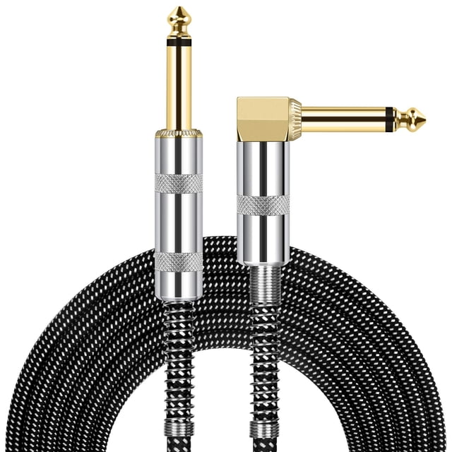 Cable de guitarra JOLGOO de 15 pies y 6,35 mm, conector recto a ángulo recto