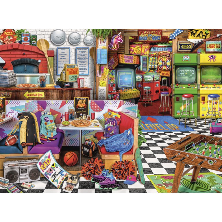 Buffalo Games Aimee Stewart Pizza Arcade 1500-Piece Jigsaw Puzzle - Nostalgic 90s Art, 38.5x26.5 Inches