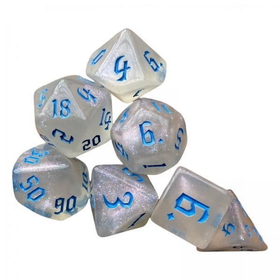 yotijay 4xAcrylic Polyhedral Dices Toys Math Teaching for Parties Table Games Blue