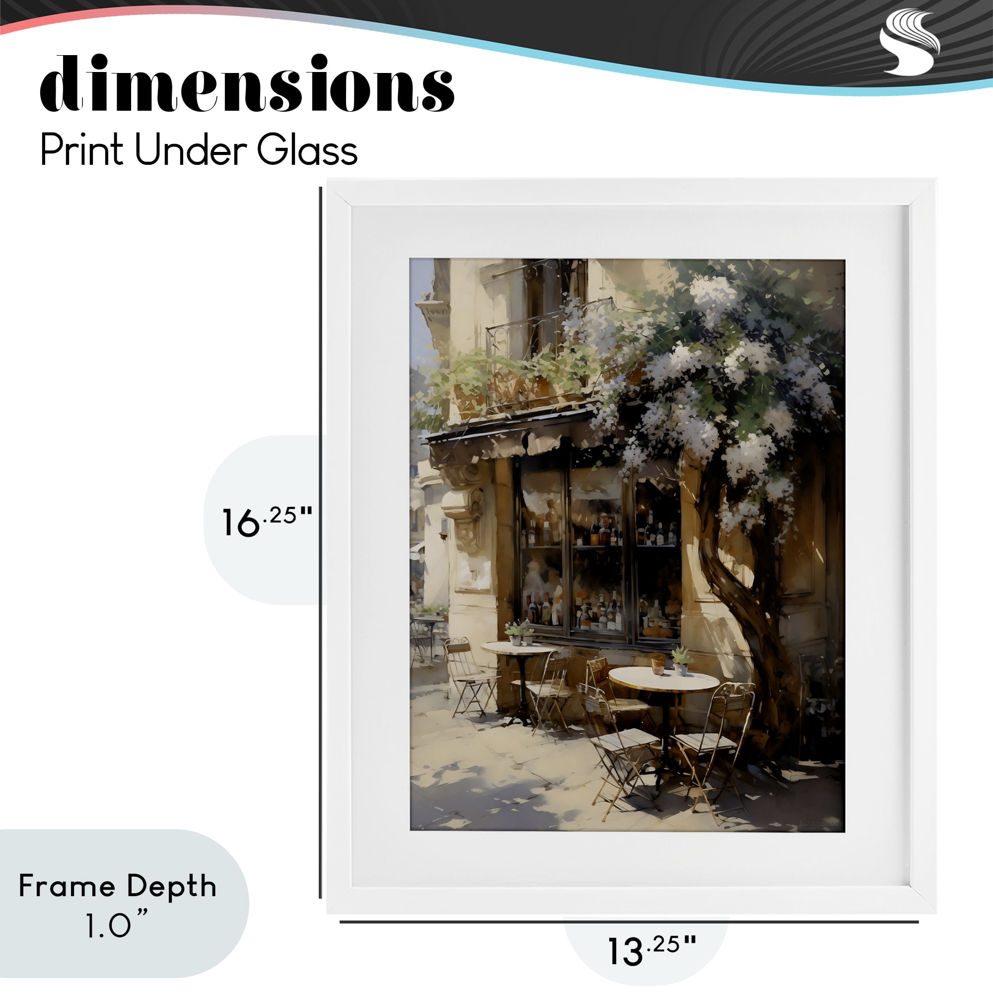 Stupell Industries Sunlit French Cafe Terrace White Framed Print Under Glass, design by Creative Studio