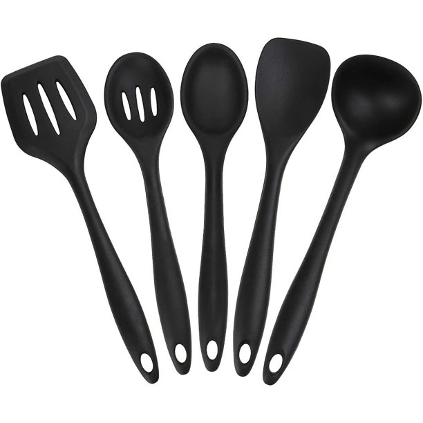 Juego de cocina para hornear de silicona premium de 5 piezas - Espátulas, cucharas y volteador - Calor