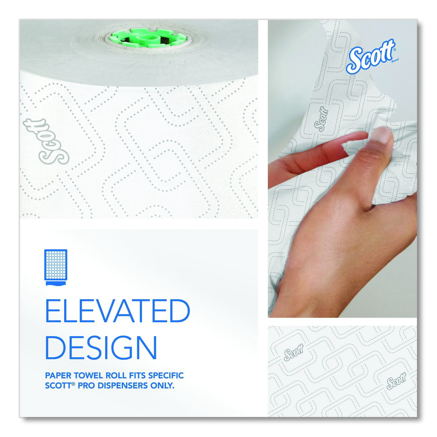 Scott® Pro Hard Roll Paper Towels with Elevated Scott Design for Scott Pro Dispenser, Green Core Only, 1-Ply, 1,150 ft, 6 Rolls/CT