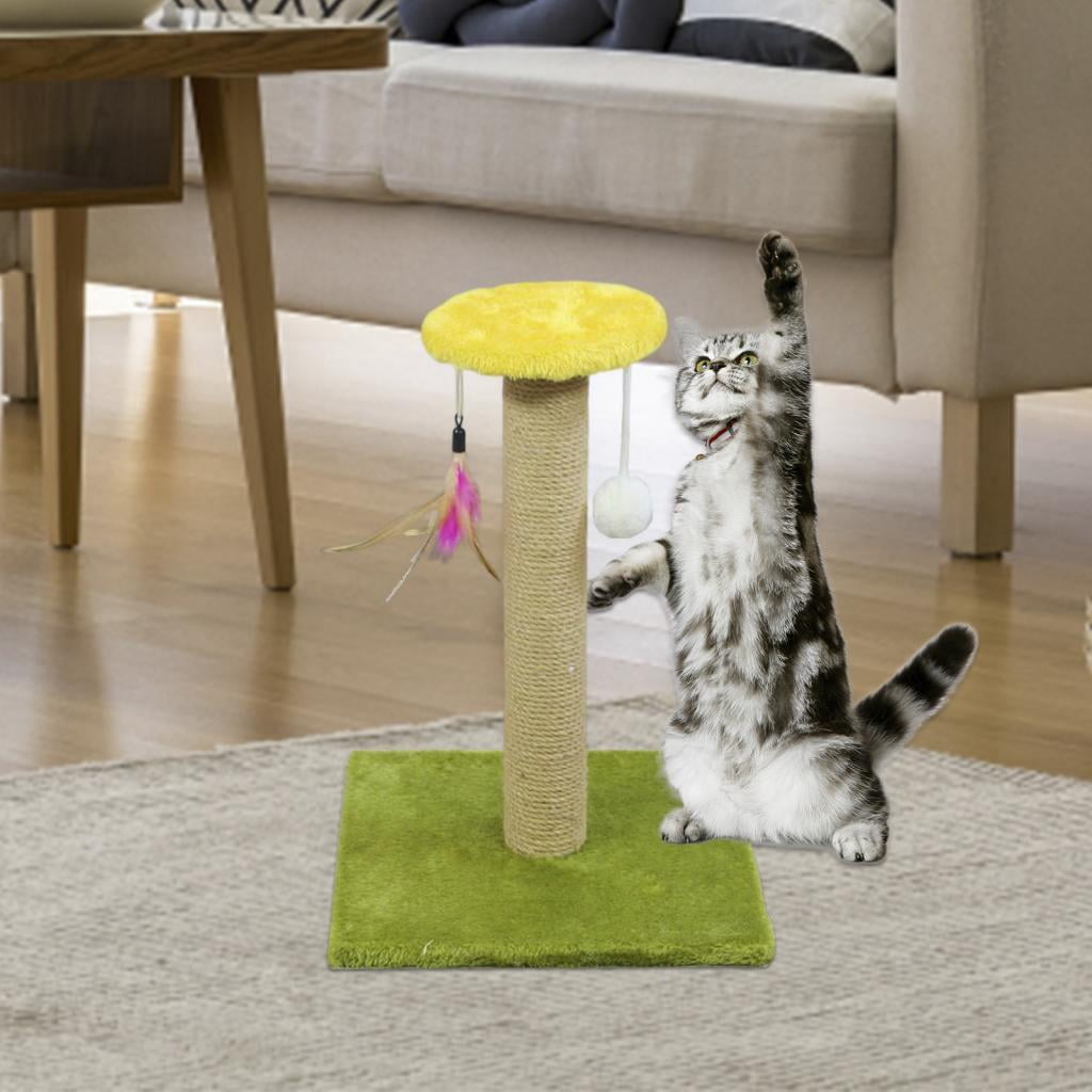 Fzaqwen Cat Scratching Post Cat Scratcher Scratch Post Interactive Toy Cat Gift Climbing Round Gray