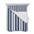 thumbnail image 7 of Quilts Twin Size Bedding Set, Navy Blue Green Line Striped Lightweight Quilted Comforter, Farmhouse Modern Geometric Stripes Soft Bedspread Coverlet with Pillow Covers for All Season, 68" x 86", 7 of 7
