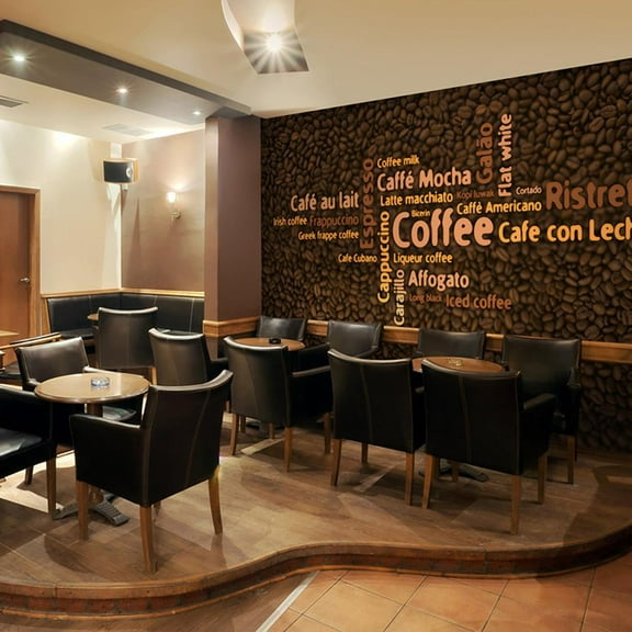 Tiptophomedecor Kitchen Wallpaper Wall Mural - Coffee Words & Beans