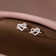 thumbnail image 5 of Solid 925 Sterling Silver CZ Infinity Heart Stud Earrings for Women Teen Love Heart Stud Earrings, 5 of 12