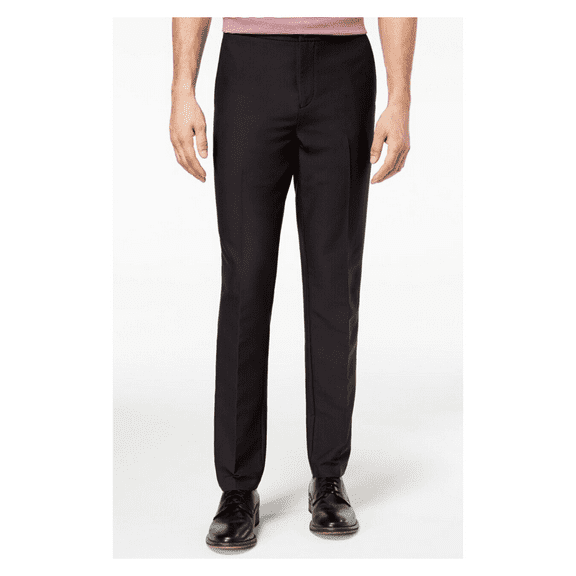 Michael Kors Men's Athleisure Stretch Flat-Front Pants 34X32/BLACK