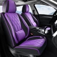 thumbnail image 3 of FLORICH Full Set Car Seat Covers, Universal Nappa Leather Seat Covers for Car Trucks SUV with Lumbar Support, Waterproof, Anti-Slip, Black & Purple, 3 of 10