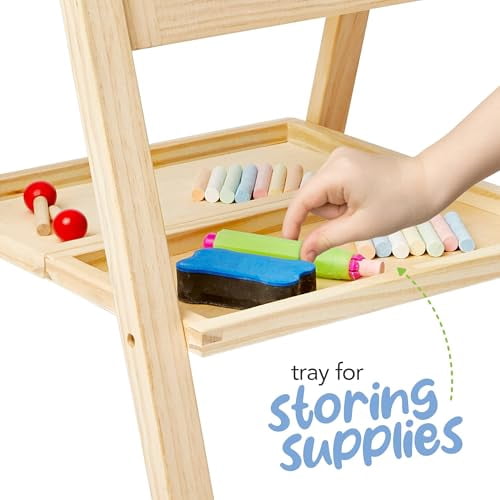 Kidaddle 2-in-1 Double Sided Kid's Easel, Tabletop Art Easel for Toddlers 2-4, Toddler Chalk Board for Children, Kid Art Easel, Arts Easel for Toddlers 2-4 Years, Painting Kit Kids
