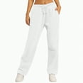 thumbnail image 2 of Linfrsh Pants for Women Sweatpants for Women Straight Leg Elastic Waist Fall Pants Baggy Lounge Pants Womens Sweatpants with Pockets White,XL, 2 of 2