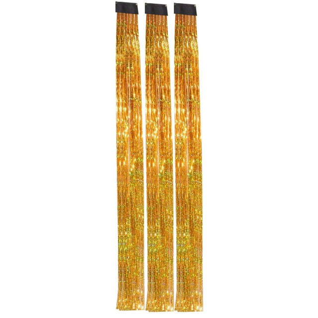 XWSHYW Pelucas 3Pcs Kit de Color de Cabello Cabello Flash Cabello Brillante Rizado Seda Horquilla Cabello Brillante