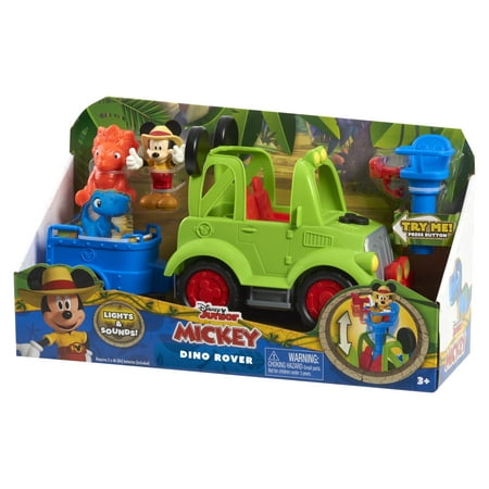 Disney Junior Mickey Mouse Dino Safari Rover 6-piece Play Figures and Vehicle Playset, Multi-color, Kids Toys for Ages 3 up