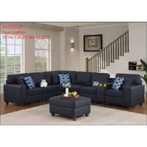 Devion Furniture Artificial Leather Modular Sectional With Ottoman And Cupholder Console - Black