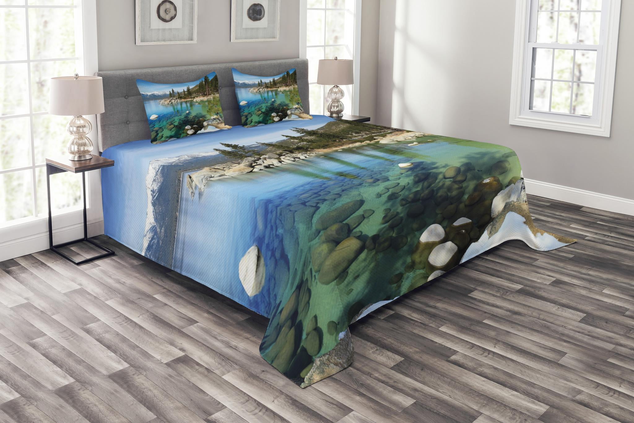 Lake Tahoe Bedspread Set Queen Size, Scenic American Places Mountains ...