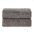 thumbnail image 3 of Superior Zero Twist 2-Piece Cotton Bath Sheet Set, Waffle Border Ultra Doft Quick Dry Towels, Charcoal, 3 of 13