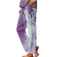 thumbnail image 2 of SELONE Casual Pants for Women with Pockets Mid Waist Plus Size Lounge Pants Full Length Trouser Loose Long Beach Pants Pull on Straight Lightweight Comfy Purple 2XL Tall Breathable Summer Clothes, 2 of 5