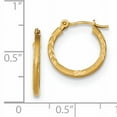 thumbnail image 2 of 14K Yellow Gold Satin and Polished Diamond Cut Design Hoops, 2 of 2