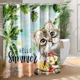 thumbnail image 2 of Summer Cat Shower Curtain, Hello Summer Shower Curtains for Bathroom, Summer Farmhouse Holiday Bathroom Home Decor, Waterproof Fabric with Hooks 72X72 Inch, 2 of 6