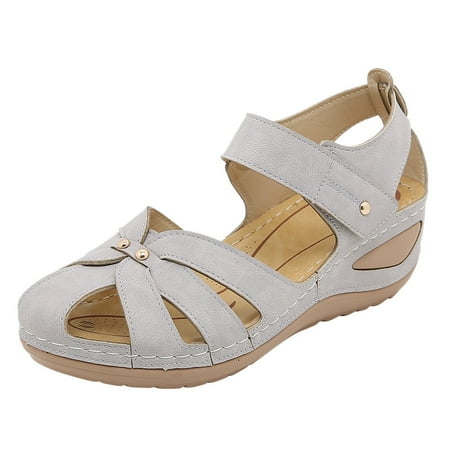 

NECHOLOGY Clear Sandals for Women Size 11 Sandals Breathable Summer Shoes Peep Wedges Beach Sandals Womens Comfortable Grey 9