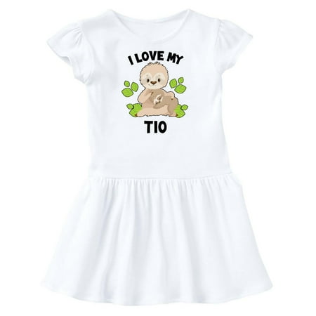 

Inktastic Cute Sloth I Love My Tio with Green Leaves Gift Toddler Girl Dress