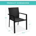 thumbnail image 2 of PetFurnishn Set of 2 Stackable Outdoor Wicker Dining Chairs All-Weather Firepit Armchair w/Armrests, Steel Frame for Patio, Deck, Garden, Yard - Black, 2 of 8