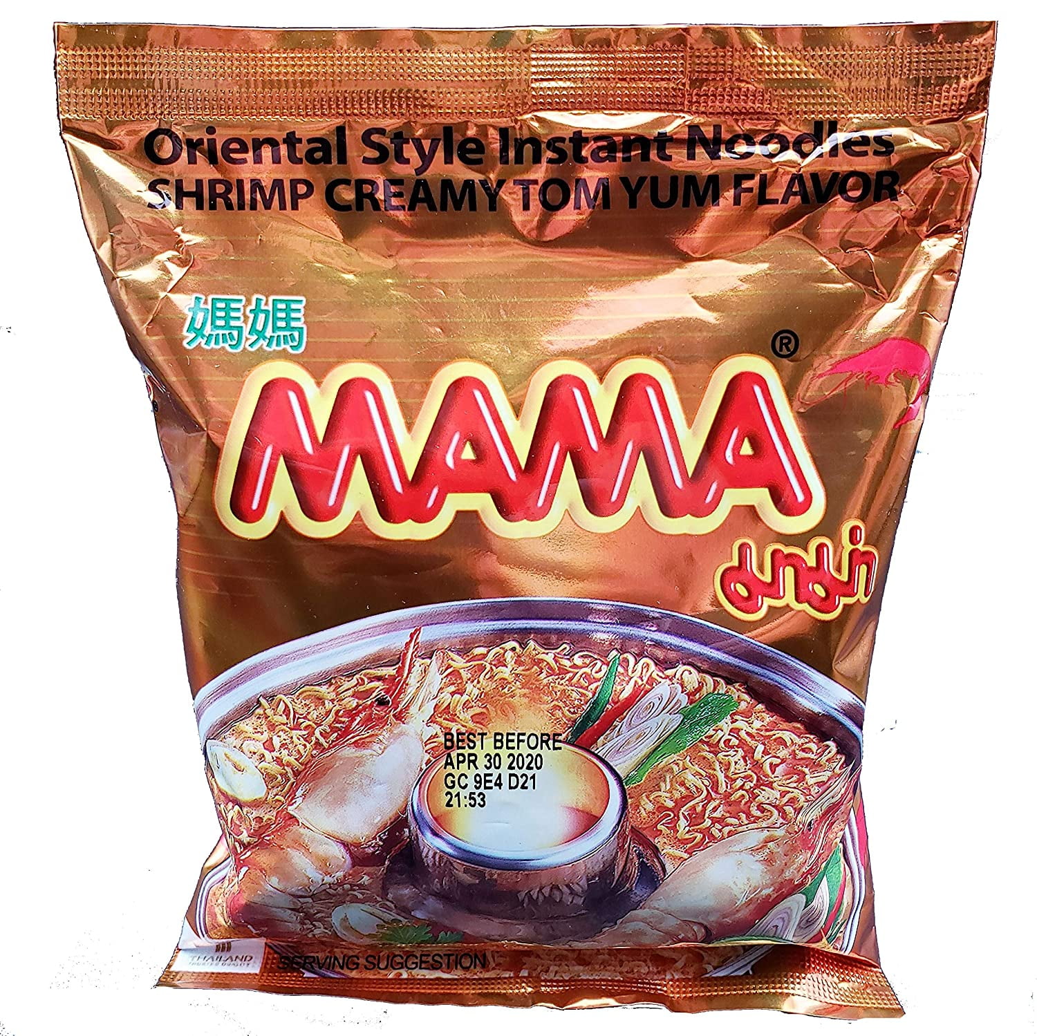 MAMA Oriental Style Instant Noodles (Shrimp Creamy Tom Yum Flavor) (Pack of 30 , one case) plus NineChef Brand Spoon