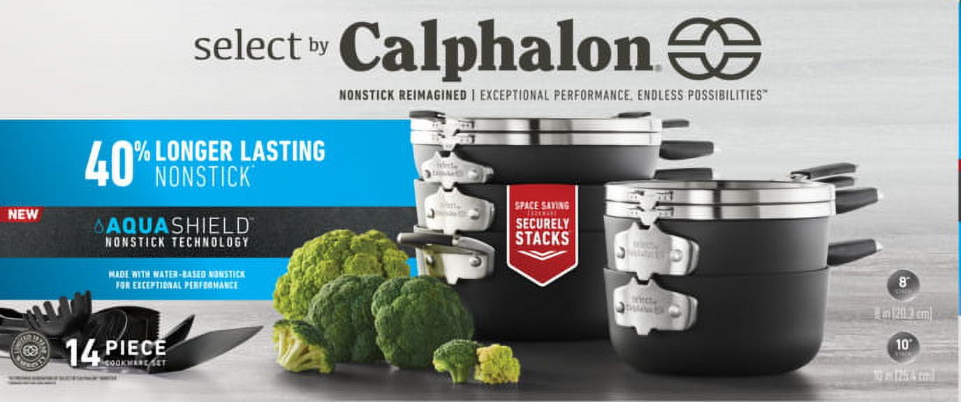 Select by Calphalon Space-Saving AquaShield Nonstick 14-Piece Cookware Set  - AliExpress