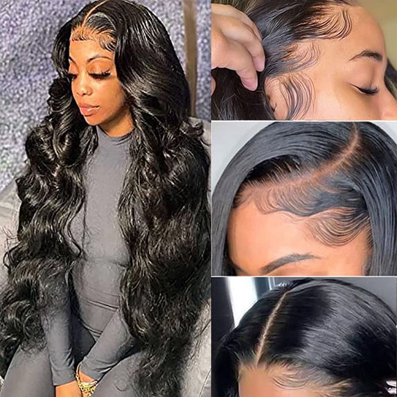 Body Wave Lace Front Wigs Human Hair Pre Plucked 150% Density 13x6 HD Lace Front Wigs for Black Women Glueless Wigs Unprocessed Brazilian Human Hair with Baby Hair Bleached Knots 26 Inch