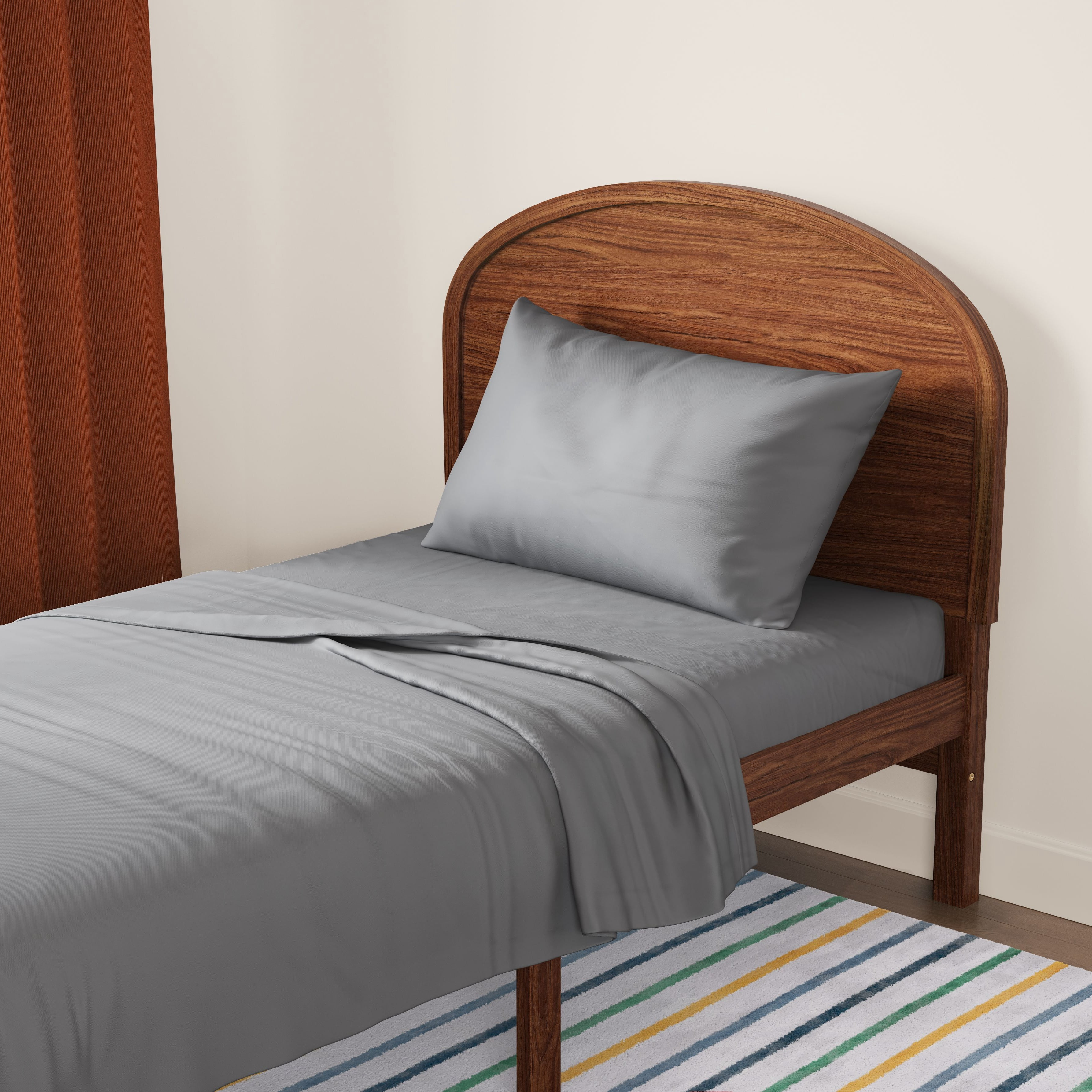 Mainstays Kids Microfiber Bed Sheet Set, Twin, Gray, 3 Pieces