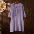 thumbnail image 7 of HAJWOH Women's Floral Embroidered Cotton Linen Maxi Boho Dress Short Sleeve V Neck Dresses Summer Flowy Beach Sundress, 7 of 7